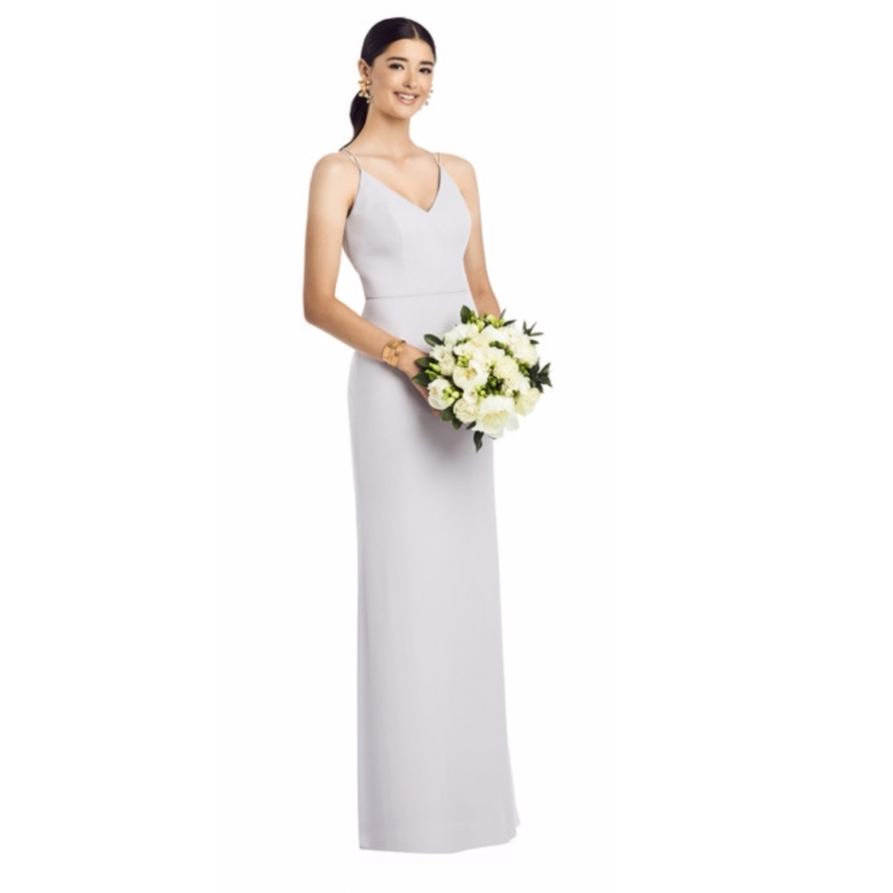 After Six V-neck Draped Blouson Back Chiffon Gown Taupe